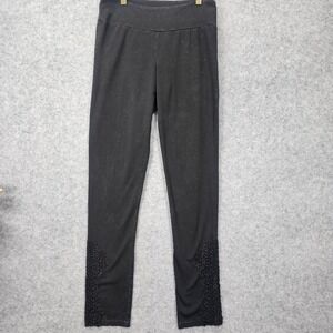 Mineral Wash Leggings Women L Black CHATOYANT Lace Applique Whimsigoth USA 29x31